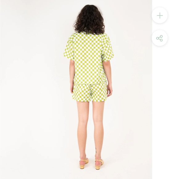 Holiday Pajama Short Set - Olive check - Picture 3 of 11